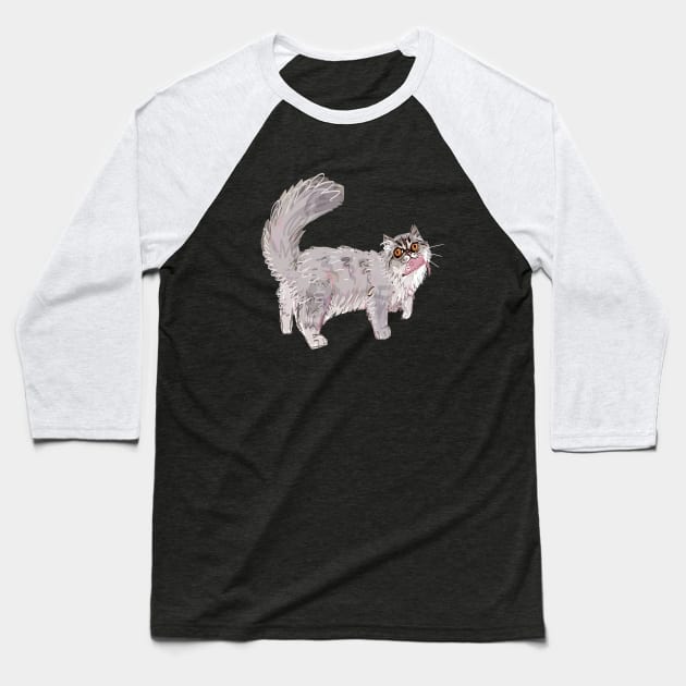 Grey sweet persian cat Baseball T-Shirt by belettelepink